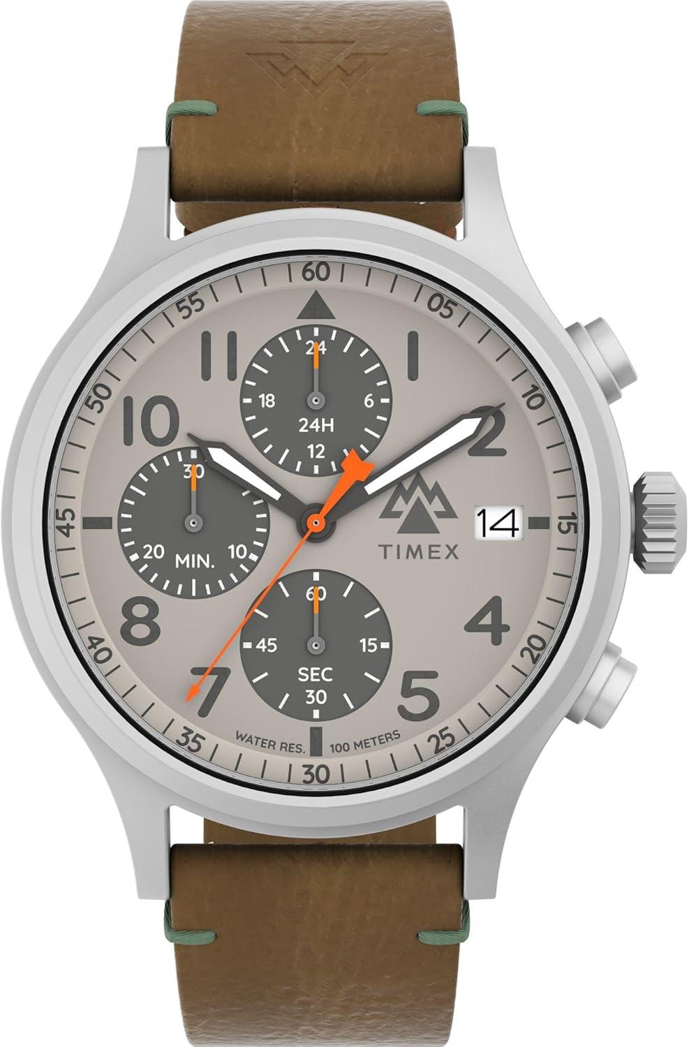 Timex Men's Expedition Sierra Chronograph 42mm Watch - Brown Strap Gray Dial
