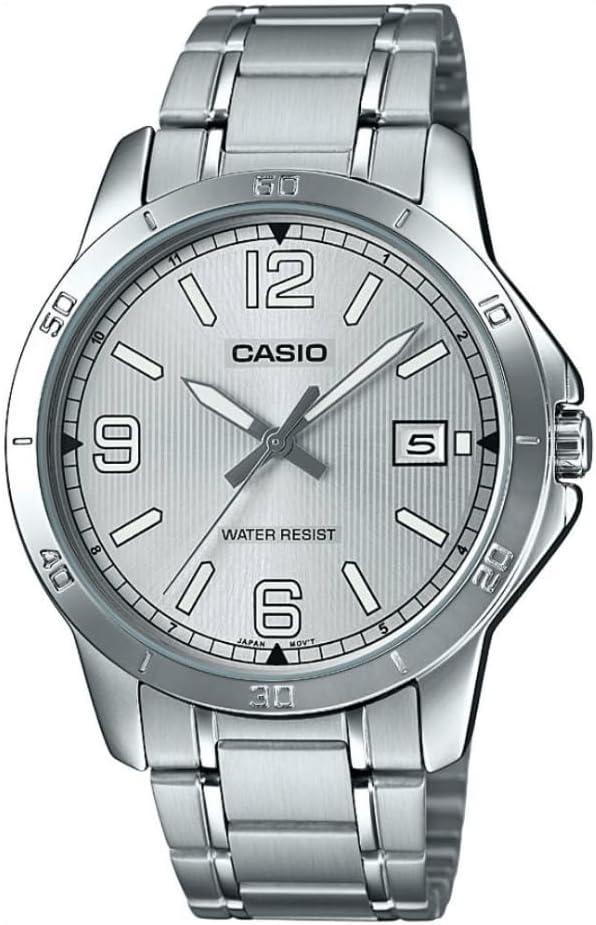 Casio MTP-V004D-7B2 Men's Dress Stainless Steel Silver Dial Analog Date Watch