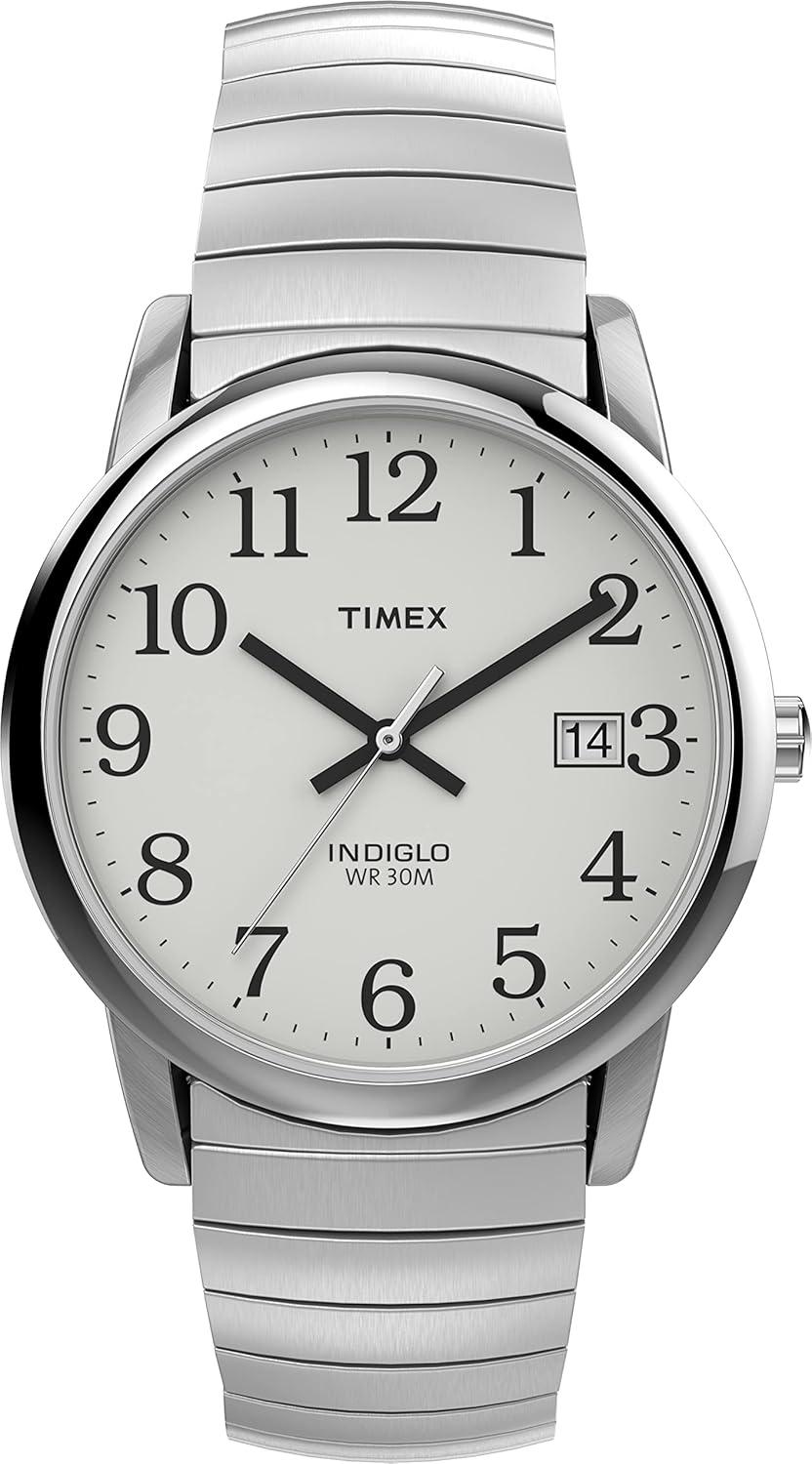 Timex Men's Easy Reader 35mm Watch – Silver-Tone Case White Dial