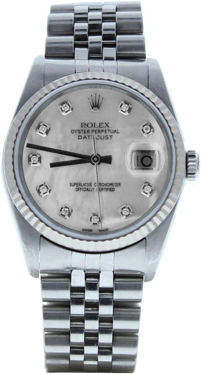 Rolex 16234 Men's Datejust Jubilee Band Custom Mother of Pearl Diamond Dial & 18k Gold Fluted Bezel