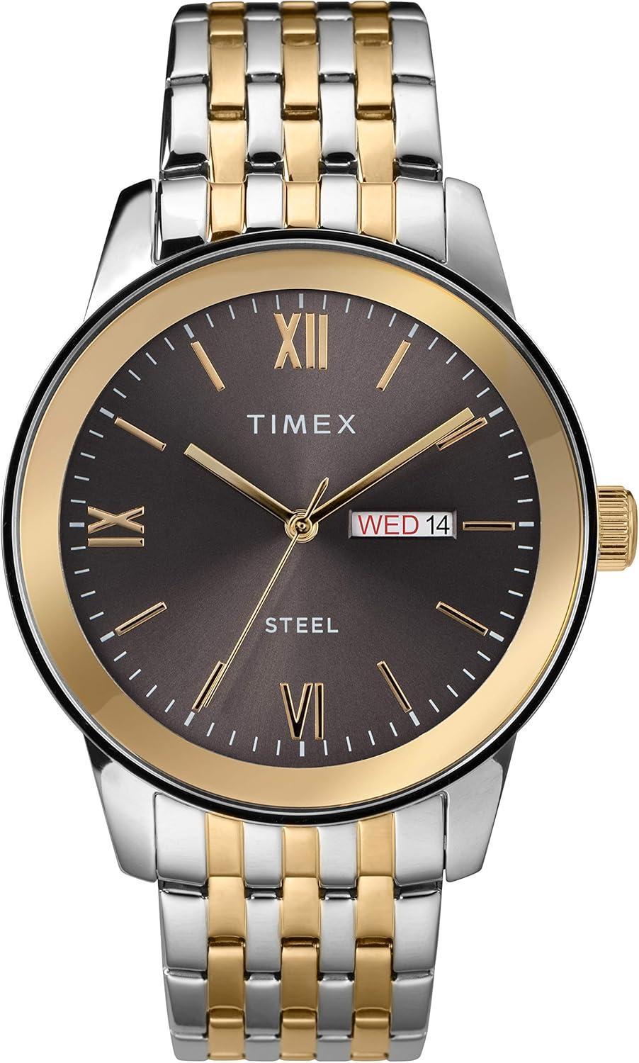 Timex Men's Dress Analog 41mm Stainless Steel Bracelet Watch, Two-Tone