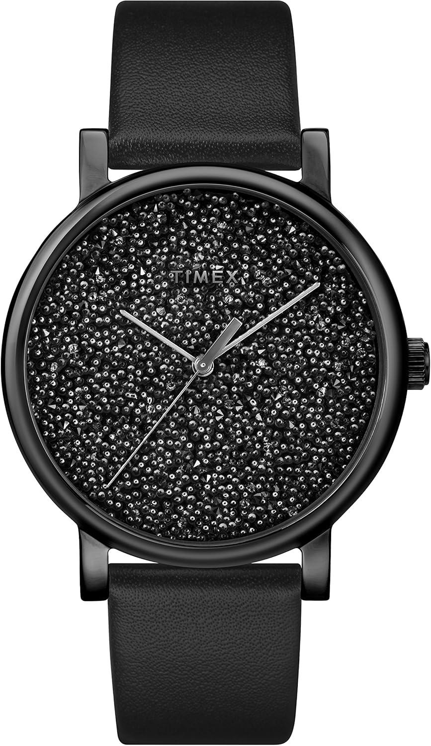 Timex Women's Crystal Opulence 38mm Dress Watch – Black Case & Dial