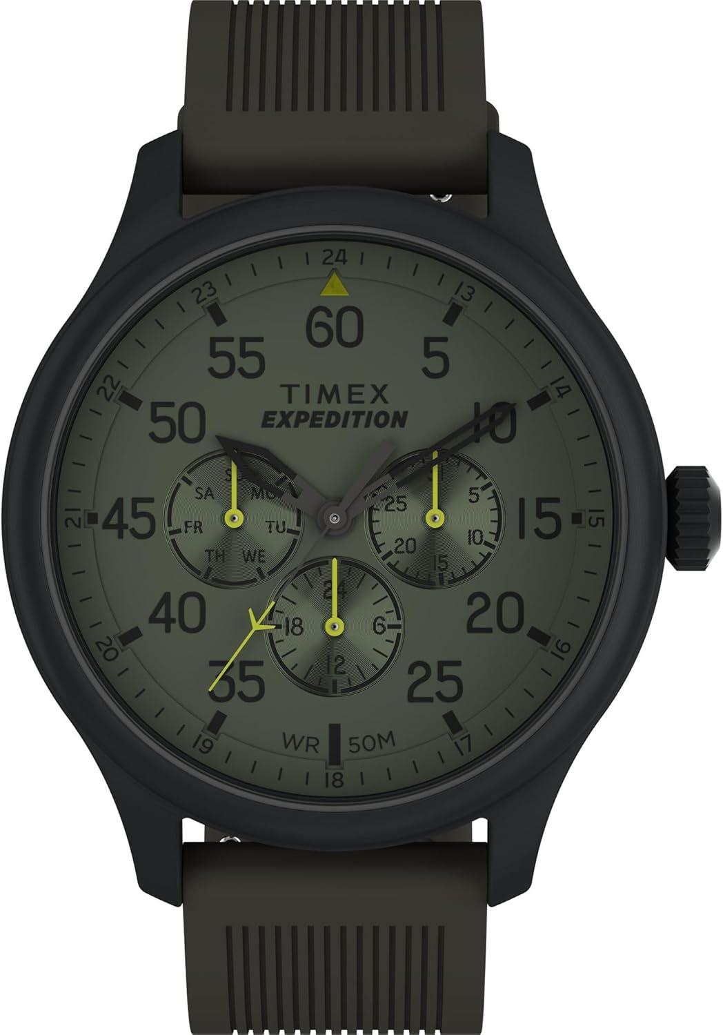 Timex Men's Expedition Multifunction 43mm Watch - Green Strap Green Dial Black Case