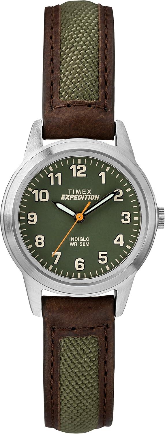 Timex Women's TW4B12000 Expedition Field Mini Brown/Green Nylon/Leather Strap Watch