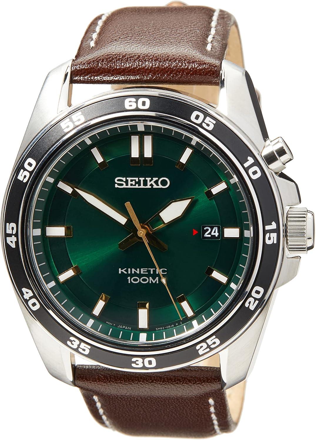 Seiko Men's Analogue Kinetic Watch with Leather Strap SKA791P1