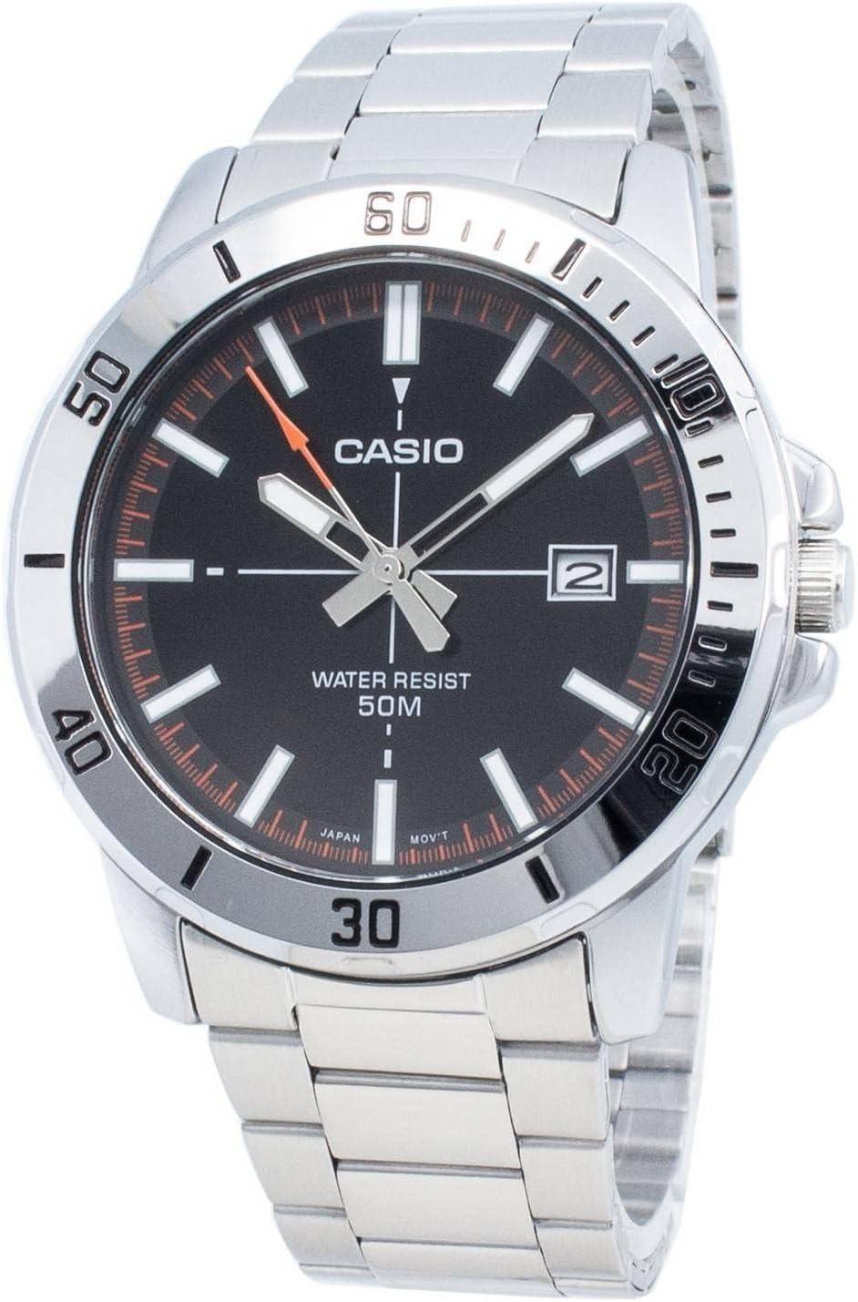Casio MTP-VD01D-1E2V Men's Enticer Stainless Steel Black Dial Casual Analog Sporty Watch