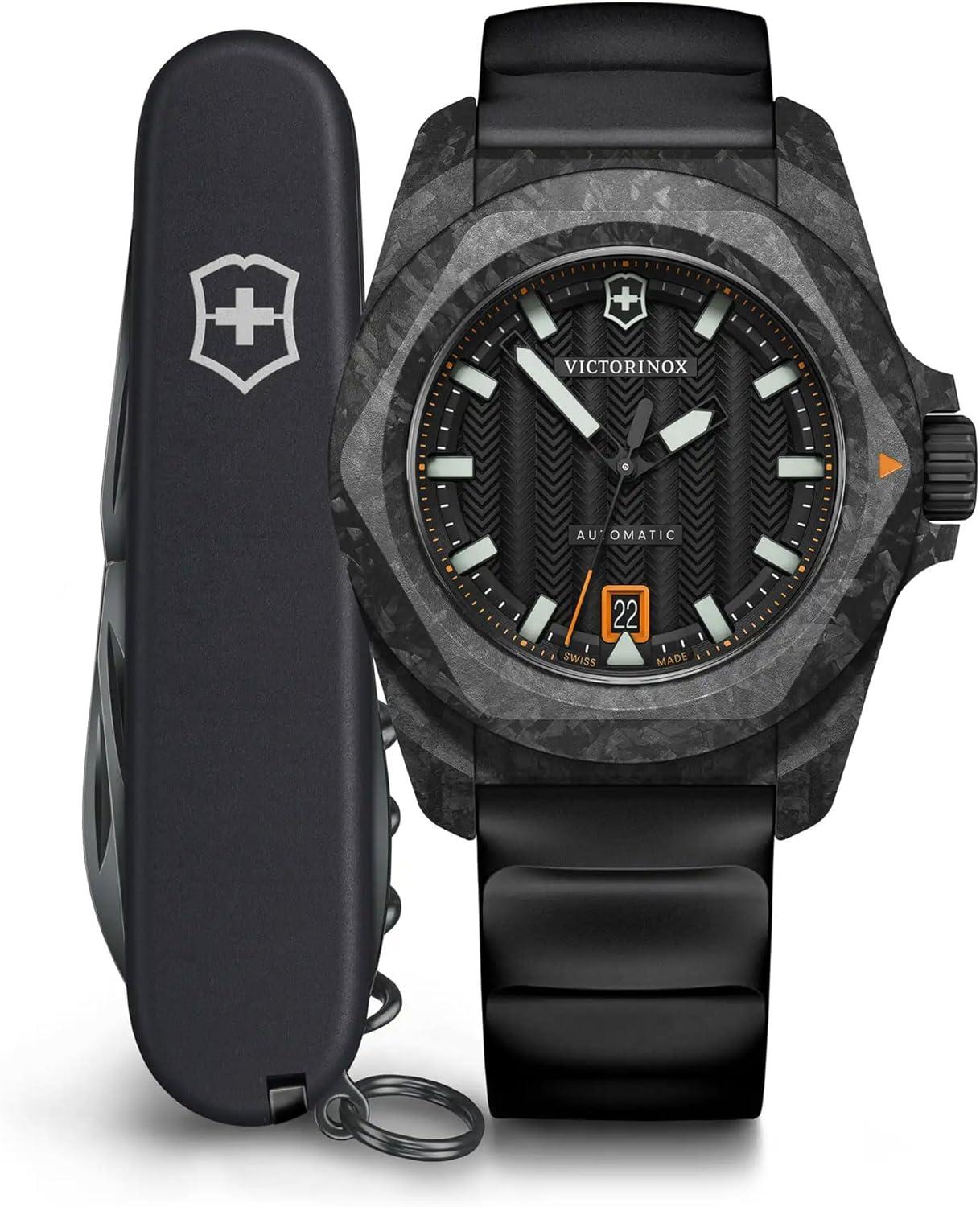 Victorinox I.N.O.X. Automatic Black Dial Black Rubber Strap Watch 41mm
