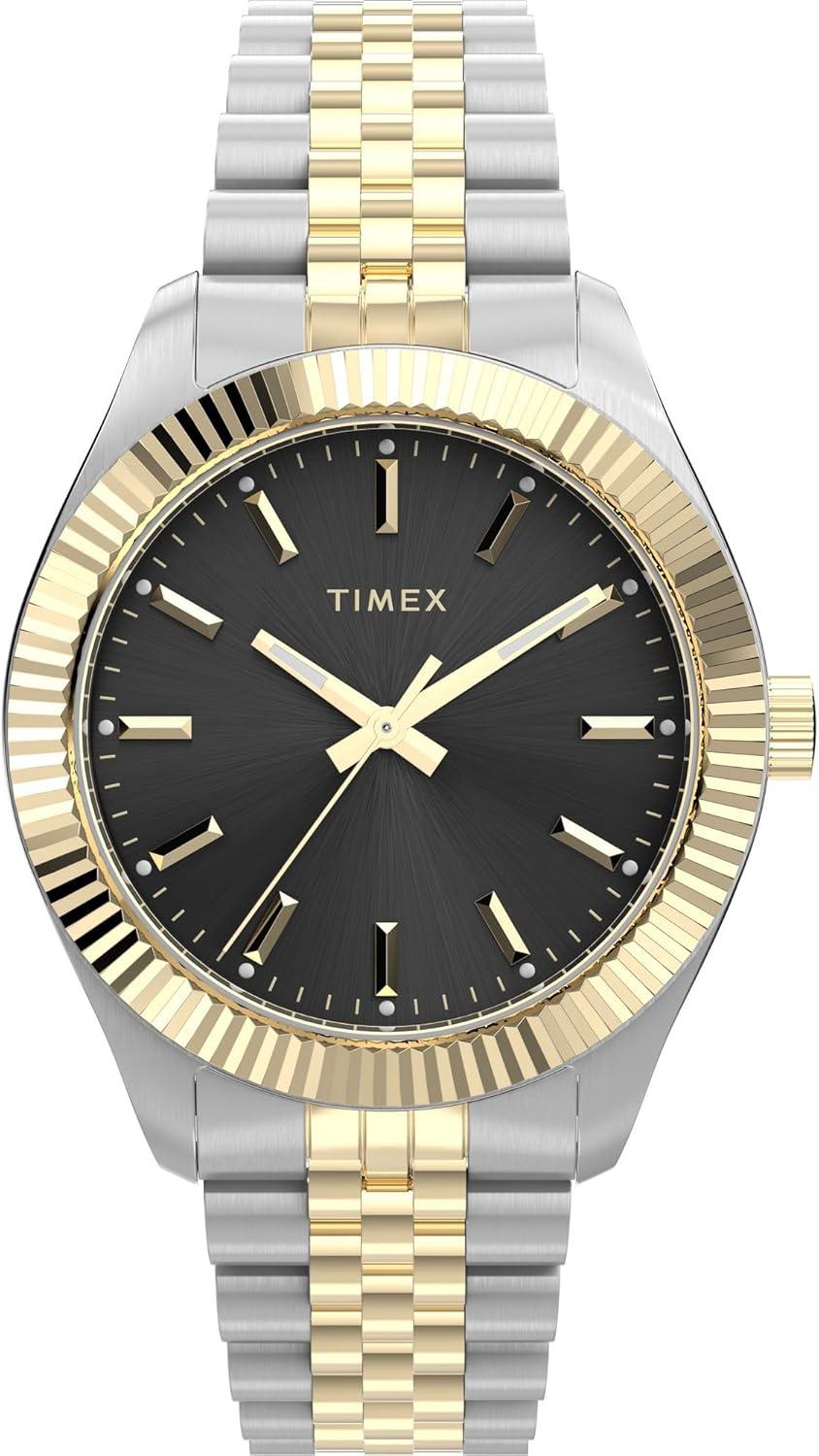 Timex Women's Legacy 36mm Watch - Two-Tone Bracelet Black Dial Gold-Tone Case