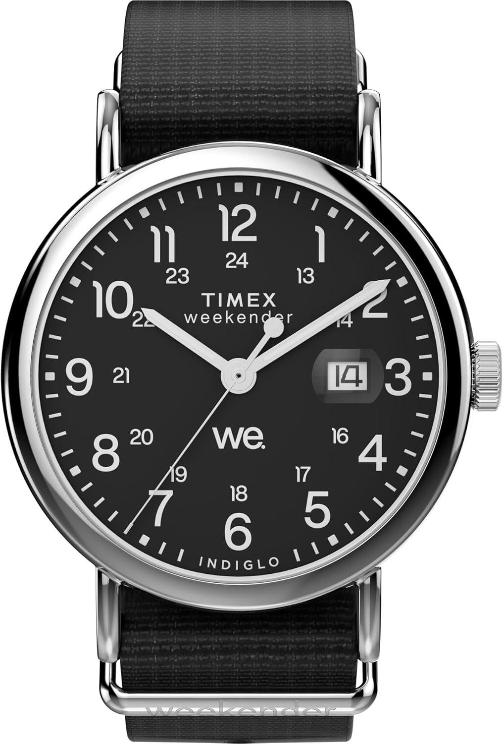 Timex Men's Weekender 40mm Watch - Black Strap Black Dial Silver-Tone Case