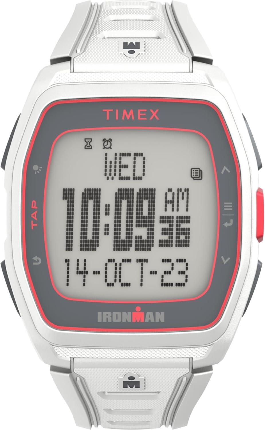 Timex Unisex Ironman Triathlon T300 42mm Watch - White Strap Digital Dial