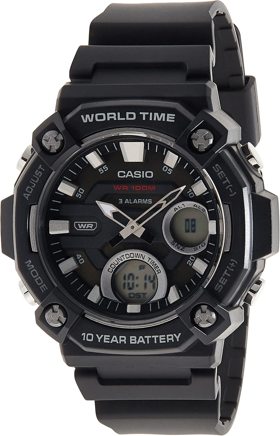 Casio 10 Year Battery World Time Countdown Timer Analog-Digital Watch - AEQ-120W-1AVCF