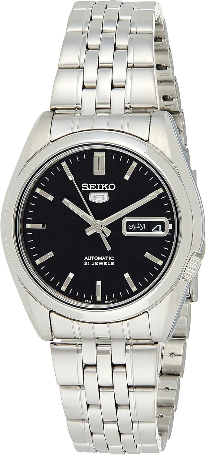 Seiko Men's SNK361 Stainless Steel Analog with Black Dial Watch