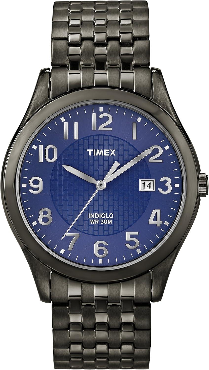 Timex Men's T2P203 Woodcrest Drive Black Stainless Steel Expansion Band Watch