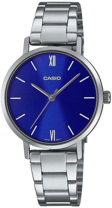 Casio LTP-VT02D-2A Women's Minimalistic Stainless Steel Blue Dial 3-Hand Analog Watch