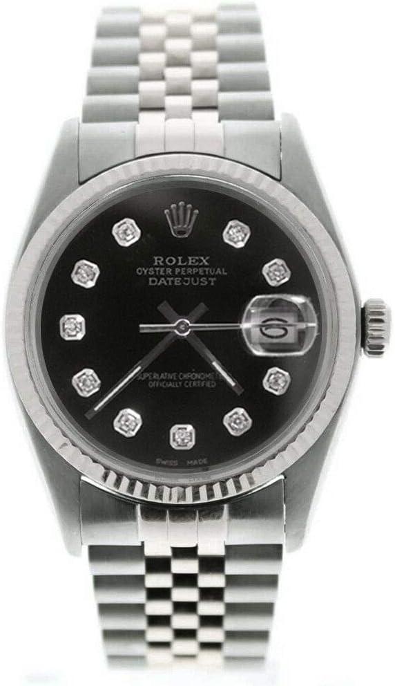 Rolex Men's Datejust 16014 Jubilee Band Custom Added Black Diamond Dial