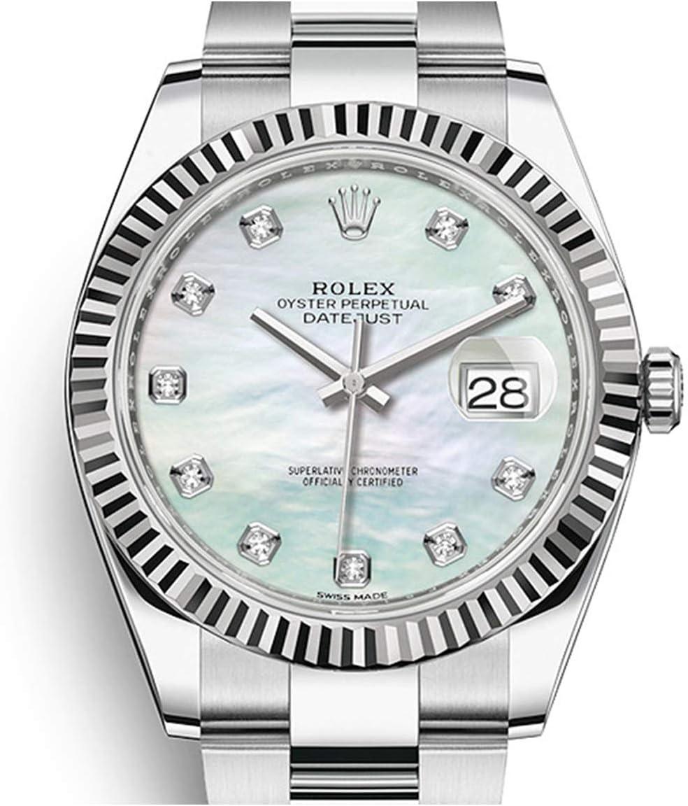 Rolex Datejust 41 Automatic White Mother of Pearl Diamond Dial Men's Watch 126334MDO