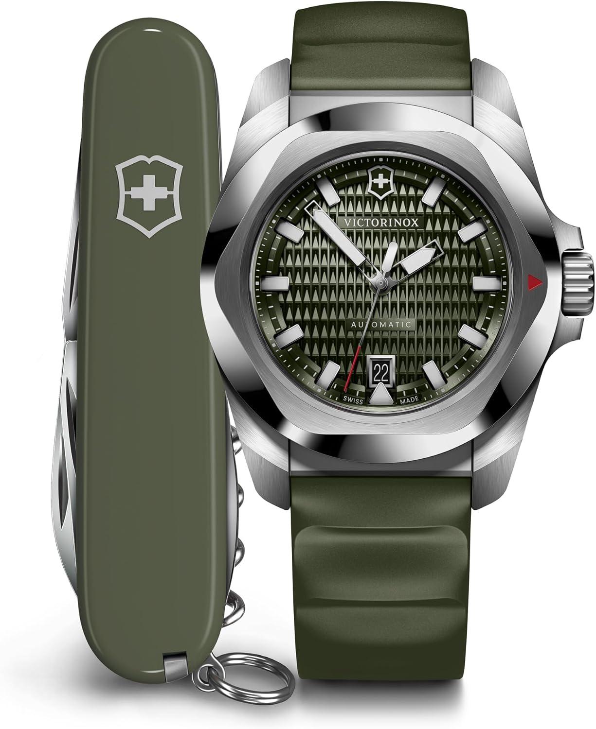 Victorinox I.N.O.X. Automatic Green Dial Green Rubber Strap Watch Set 41mm - 242017.1