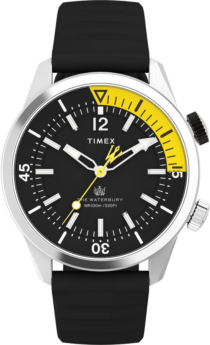Timex Men's Waterbury Dive 41mm Watch - Black Strap Black Dial Stainless Steel Case