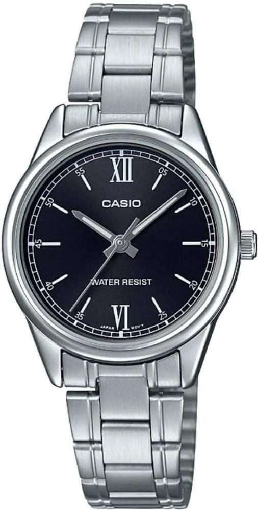 Casio LTP-V005D-1B2 Women's Stainless Steel Roman Black Dial 3-Hand Analog Dress Watch