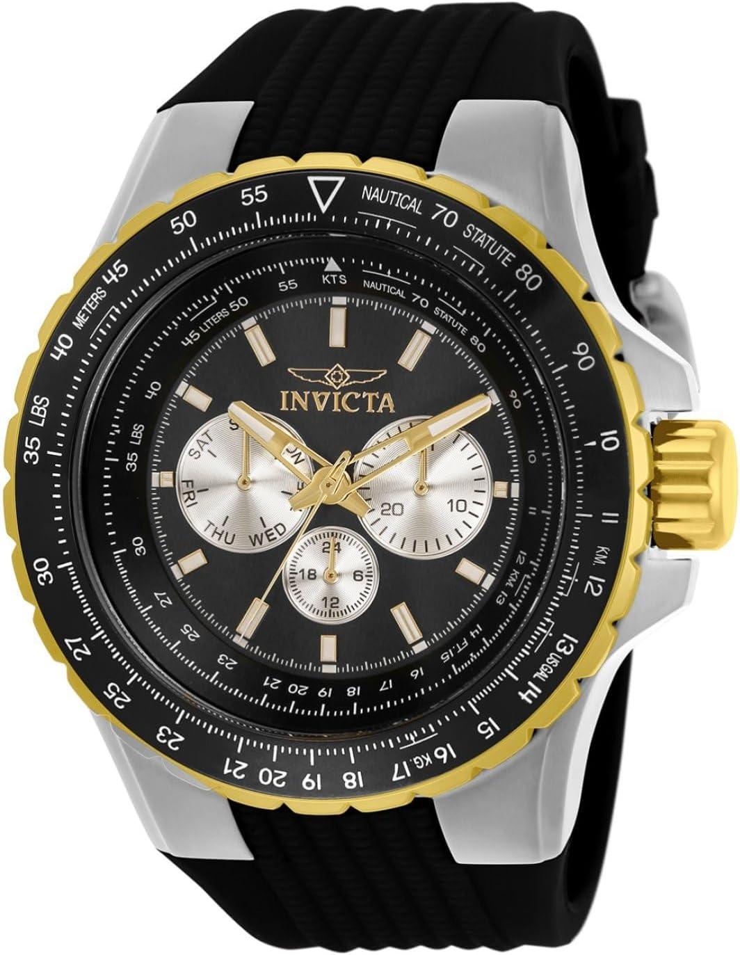 Invicta Men's Aviator 50mm Silicone Quartz Watch - Black