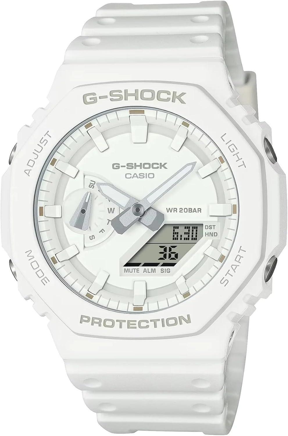 G-Shock Casio Analog-Digital Carbon Core Guard Tone-on-Tone White Resin Strap Watch - GA2100-7A7