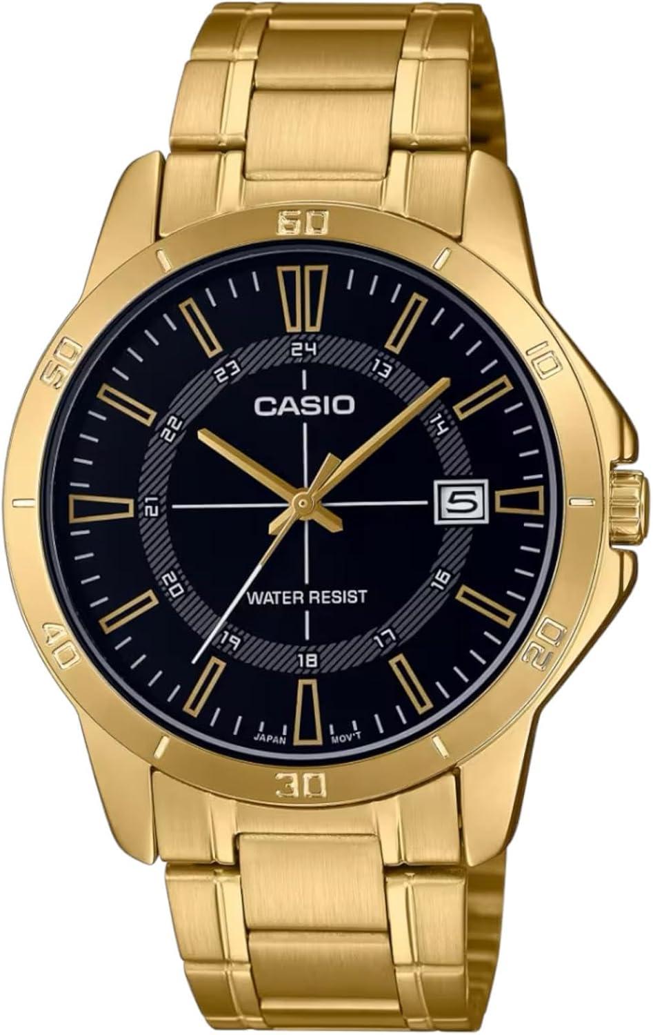 Casio Quartz Black Dial Gold Stainless Steel Men's Watch MTP-V004G-1CUDF