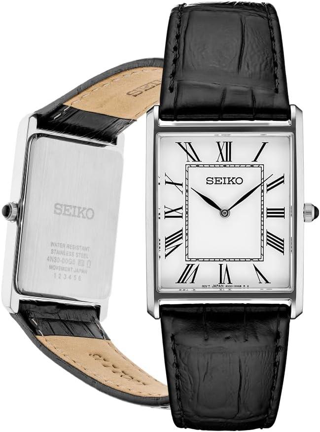 SEIKO Men's Essential SS RECT CASE, WHITE, Men's Standard Watch