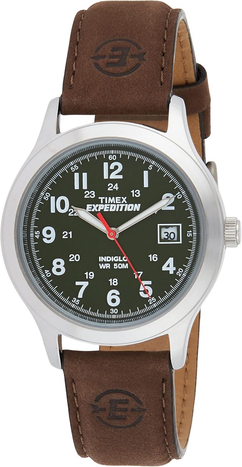 Timex Men's T40051 Expedition Metal Field Brown/Olive Leather Strap Watch
