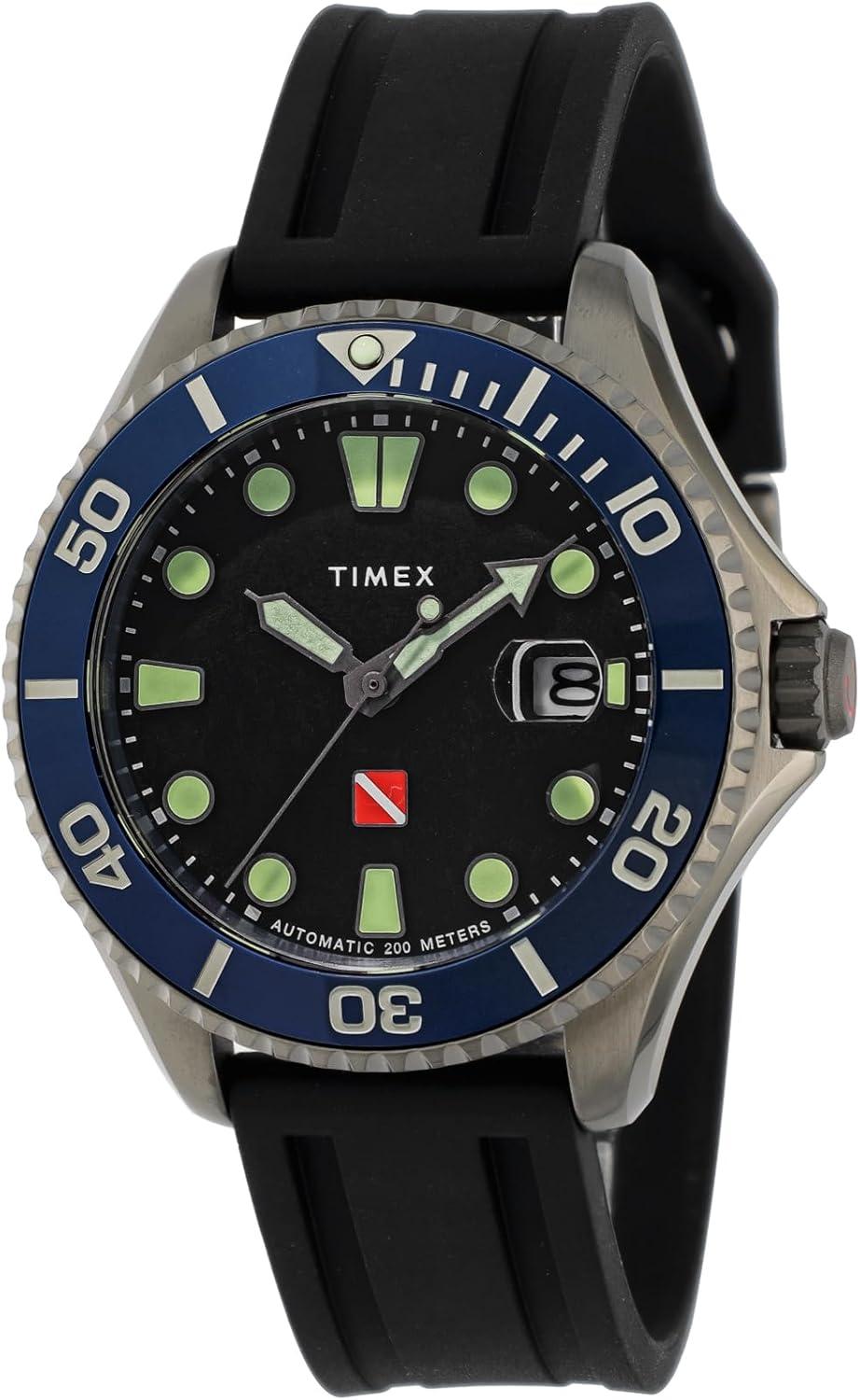 Timex Men's Black Dial Stainless Steel Mineral Glass Automatic Watch - Tiburón