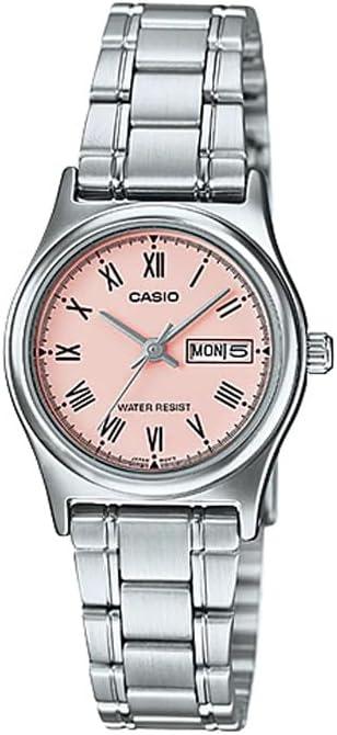 Casio LTP-V006D-4B Women's Standard Stainless Steel Roman Pink Dial Date Watch