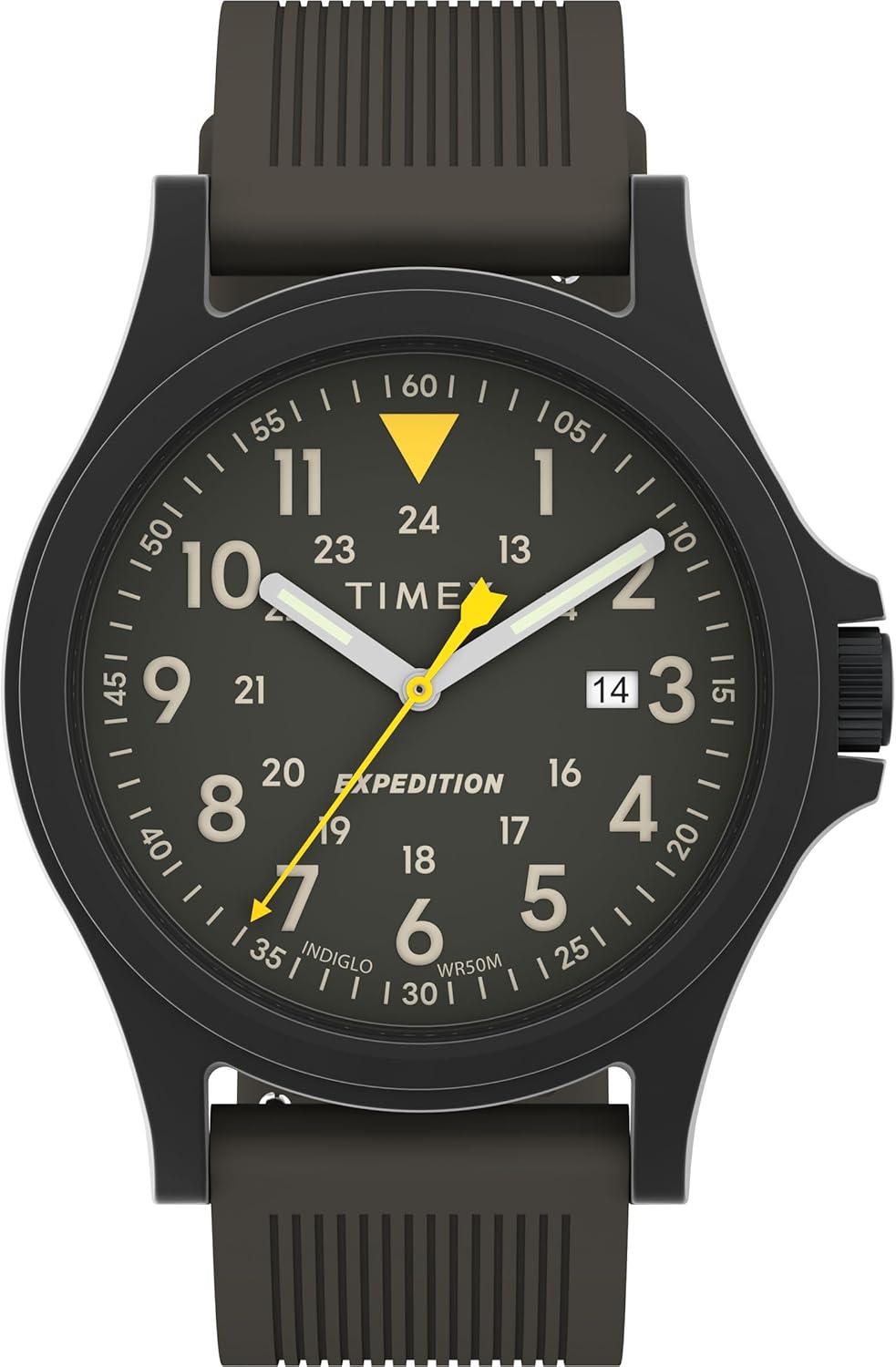 Timex Men's Expedition Acadia 40mm Watch - Gunmetal Strap Green Dial Black Case