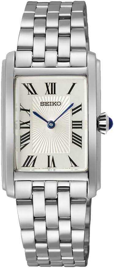 Seiko SWR083 Women's Wristwatch: Rectangle Face, Quartz, Silver