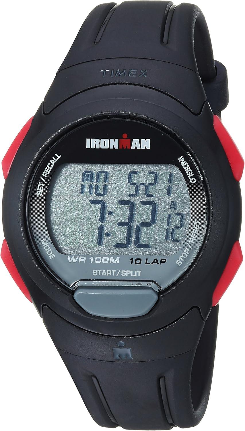 Timex Men's TW5M16400 Ironman Essential 10 Black/Red Resin Strap Watch
