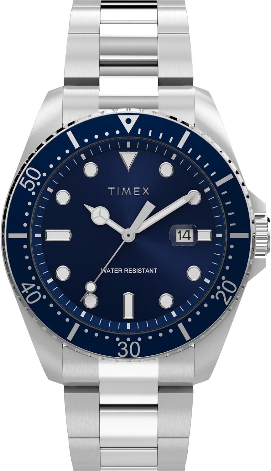 Timex Men's Dress 42mm Watch - Silver-Tone Bracelet, Blue Dial