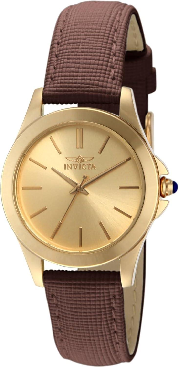 Invicta Women's 15150 Angel Gold Dial Brown Leather Watch