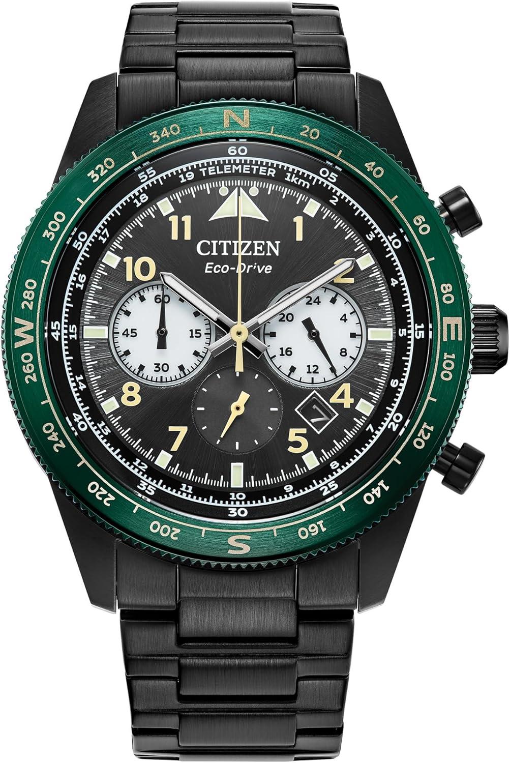 Citizen Men's Eco-Drive Weekender Sport Casual, Black Stainless Steel Bracelet Watch, Chronograph