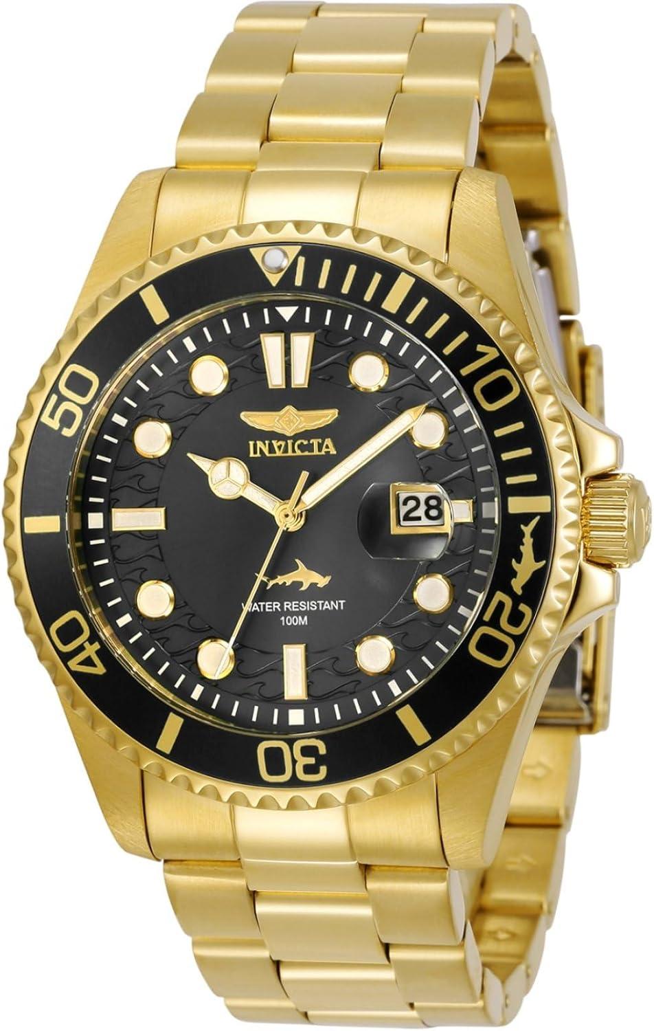 Invicta Men's Pro Diver Quartz Watch with Stainless Steel Strap, Gold, Model 30026