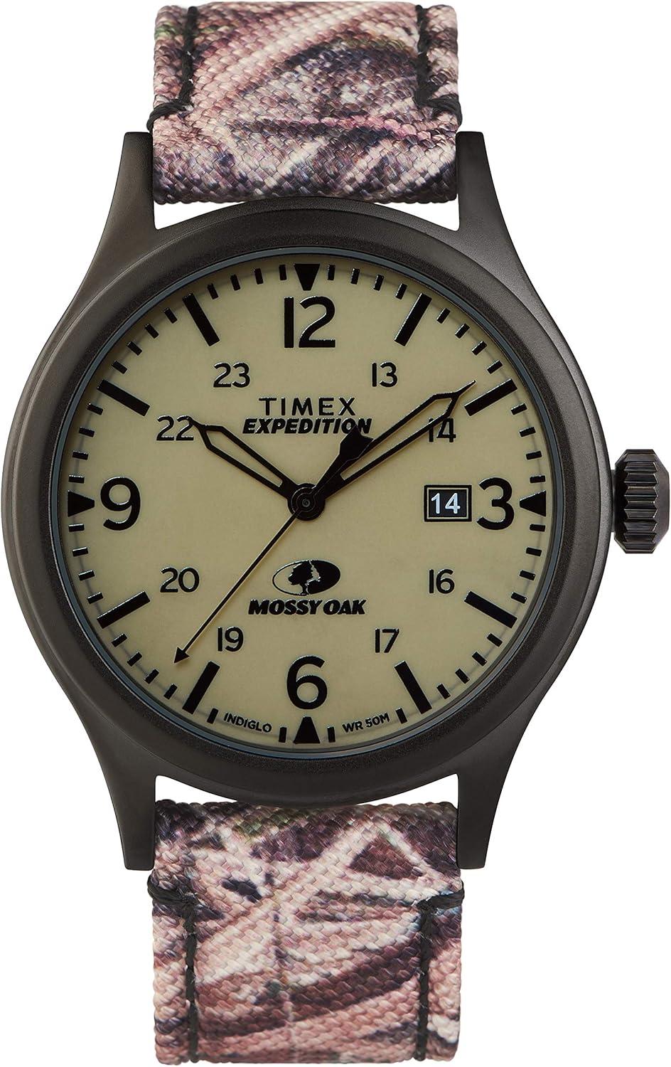 Timex x Mossy Oak TW2T94700 Expedition Scout 40mm Fabric & Leather Strap Watch