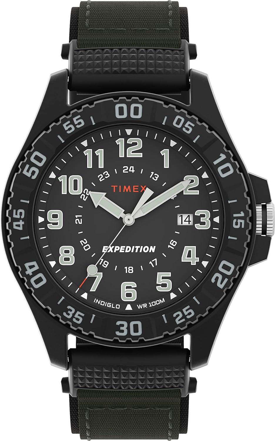 Timex Men's Acadia 42mm Watch - Green Strap Black Dial Black Case