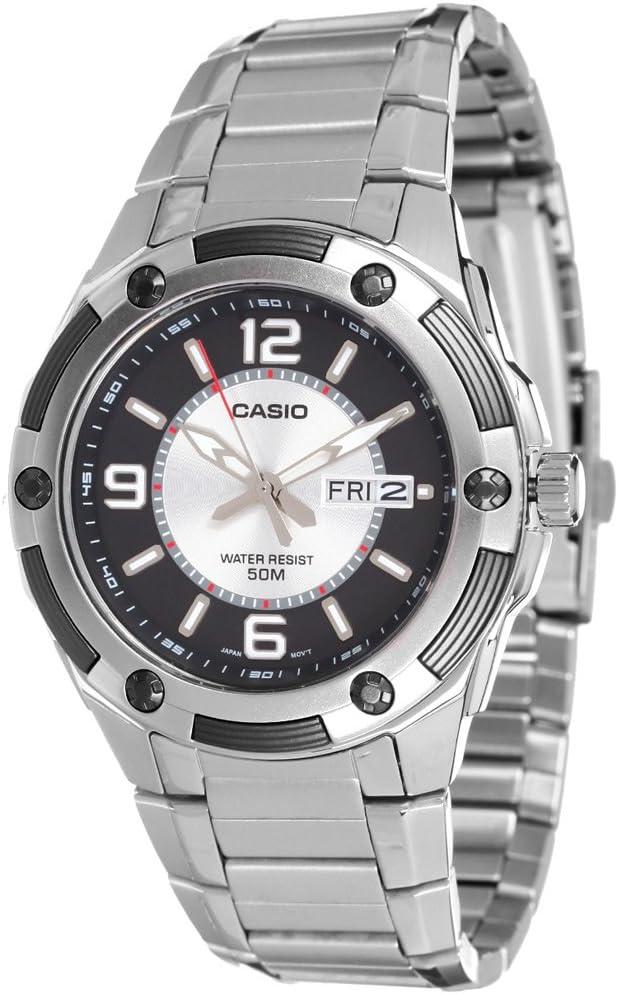 Casio Men's MTP1327D-1A1V Silver Stainless-Steel Quartz Watch with Black Dial