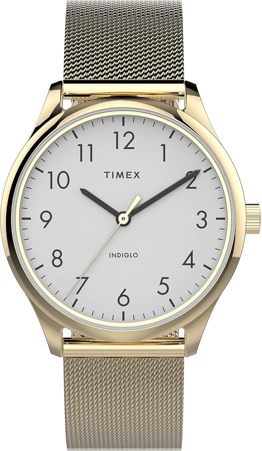 Timex Women's Modern Easy Reader 32mm Watch – Gold-Tone Case with Stainless Steel Mesh Bracelet