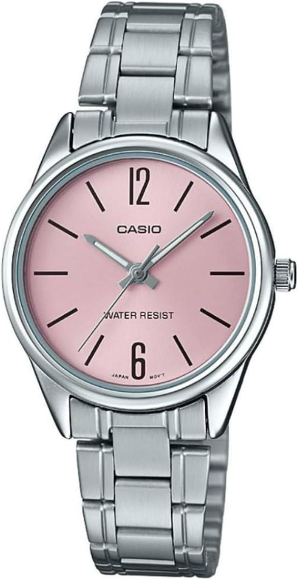 Casio LTP-V005D-4B Women's Standard Stainless Steel Pink Dial 3-Hand Analog Watch