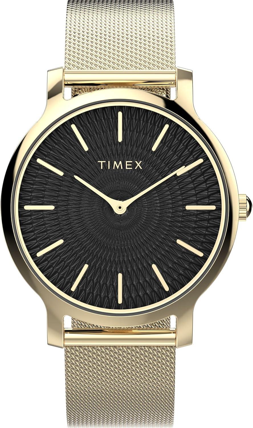 Timex Women's Transcend 34mm Watch - Gold-Tone Mesh Bracelet Black Dial