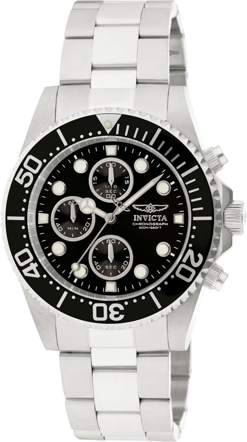 Invicta Men's 1768 Pro Diver Collection Stainless Steel Watch with Black Dial