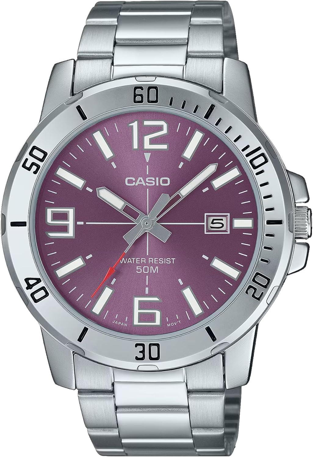 Casio MTP-VD01D-6BV Men's Enticer Stainless Steel Purple Dial Watch