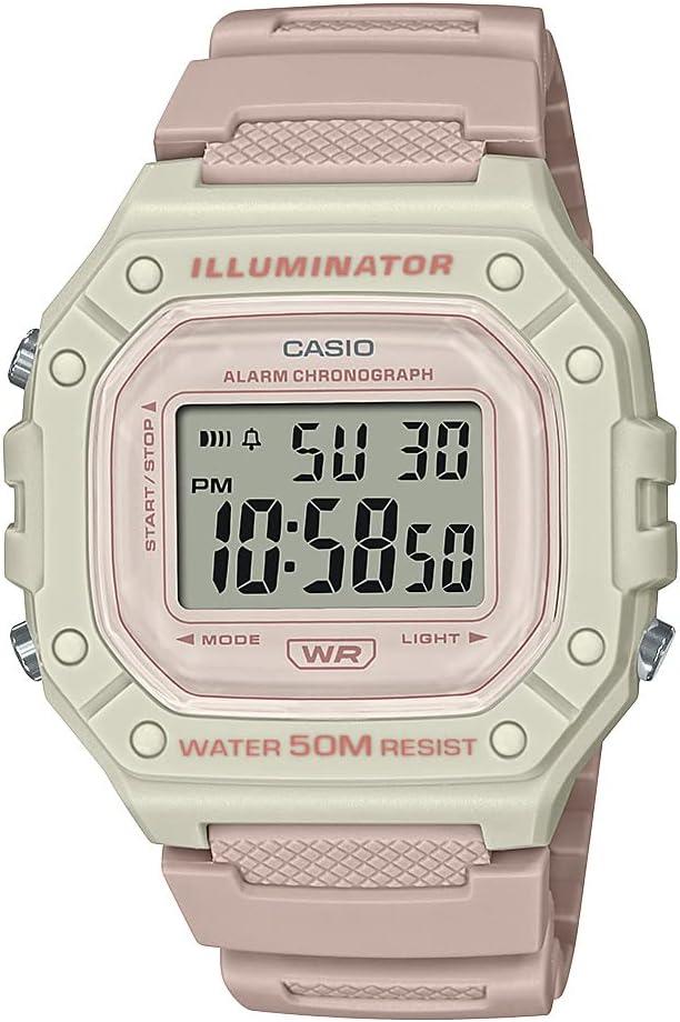 Casio Illuminator Alarm Chronograph Digital Sport Watch (Model W218HC-4A2V) - Light Pink