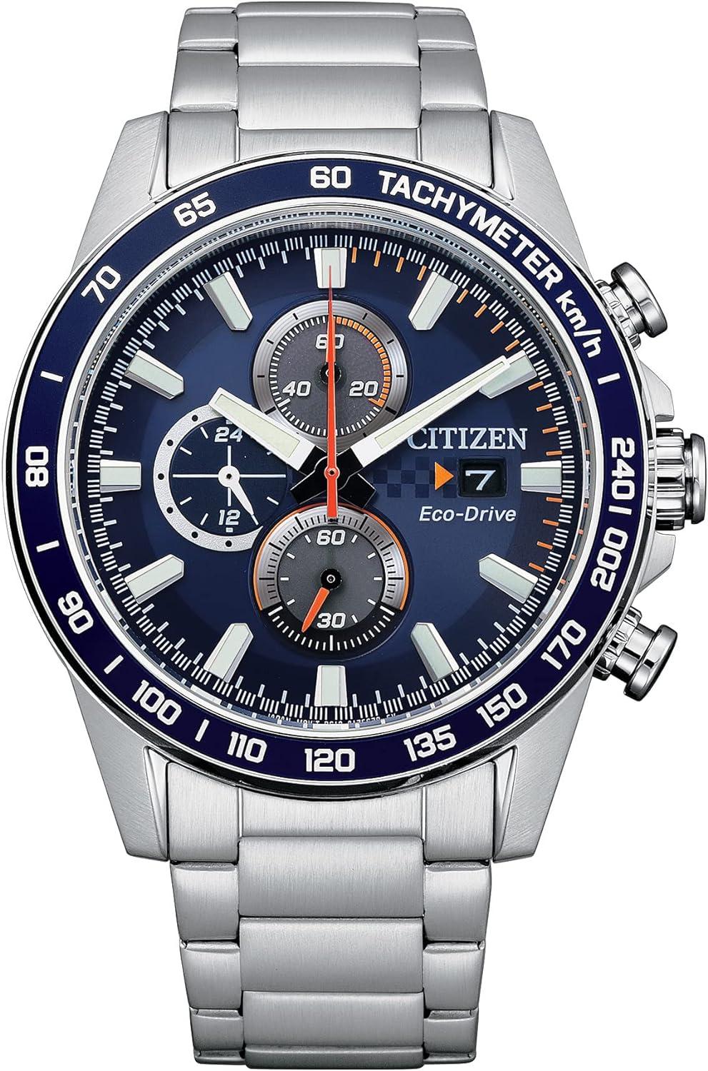 Citizen Men's Eco-Drive Weekender Brycen Chronograph Watch in Stainless Steel, Blue Dial