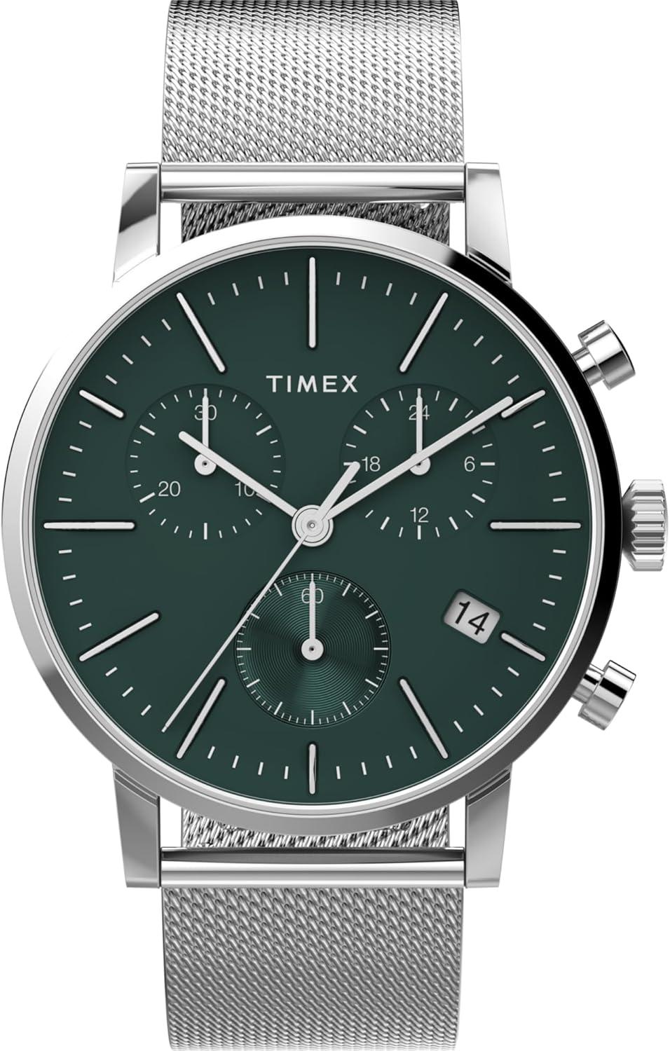 Timex Men's Midtown 40mm Watch - Stainless Steel Bracelet Green Dial