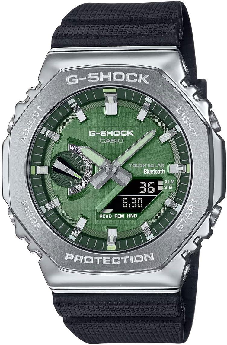 G-Shock Casio G-Steel Solar Connected Green Dial Black Resin Strap Watch - GBM2100A-1A3