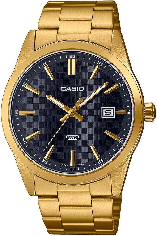 Casio Men's Watch - MTP-VD02B-1EUDF Black Dial, Gold/Black, Bracelet